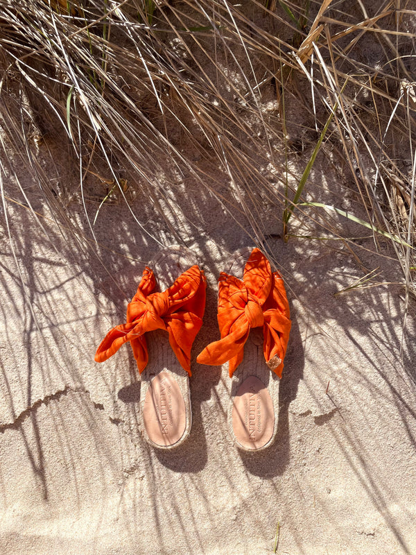 Orange bow sandals clearance