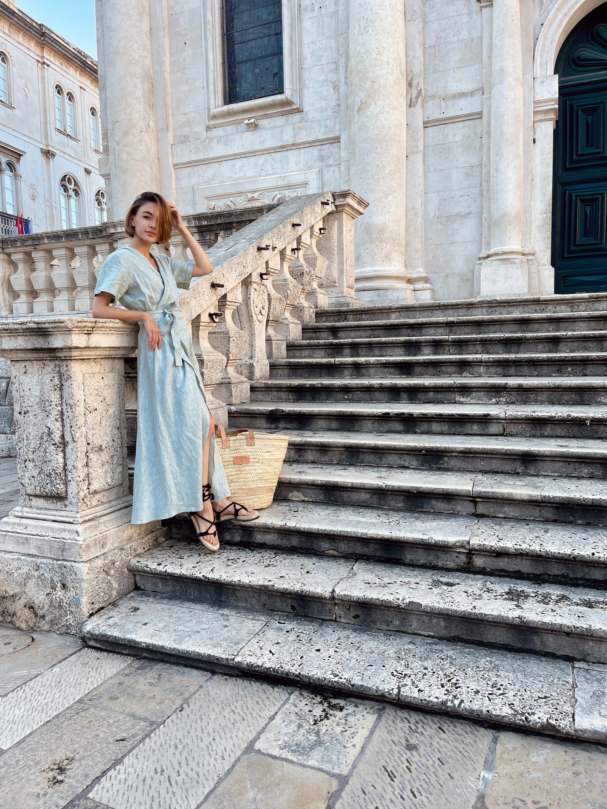 Josephine Linen Wrap Dress