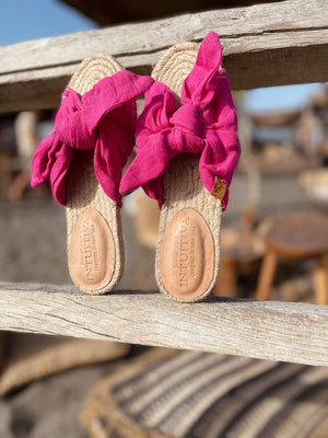 Tulum Linen Sandals(viva magenta)