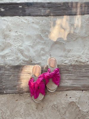 Tulum Linen Sandals(viva magenta)