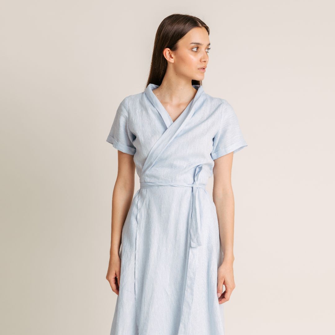 Josephine Linen Wrap Dress