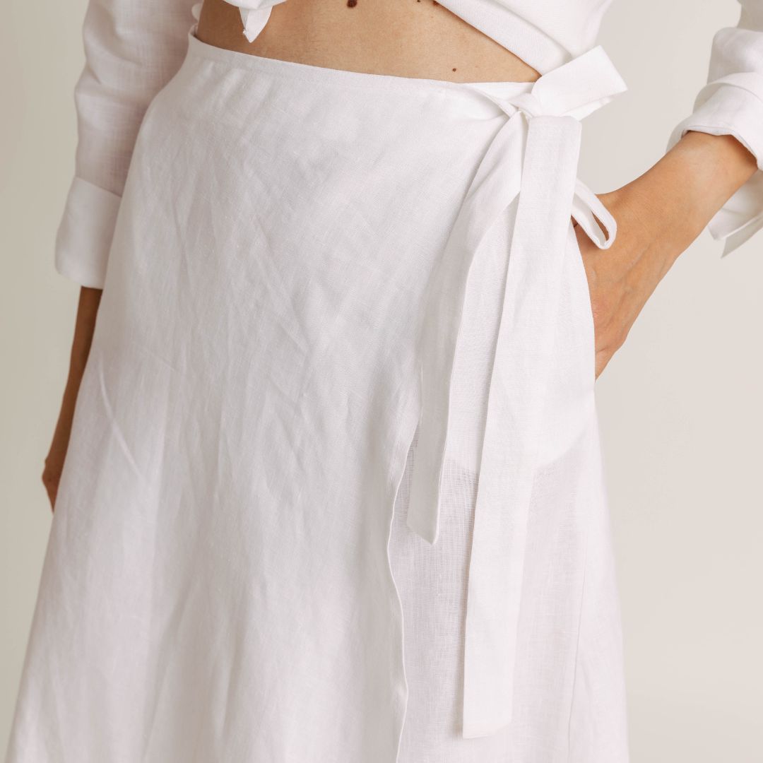 Mila Linen Wrap Skirt