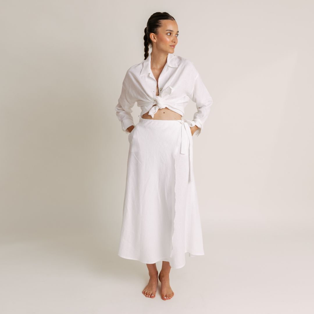 Mila Linen Wrap Skirt
