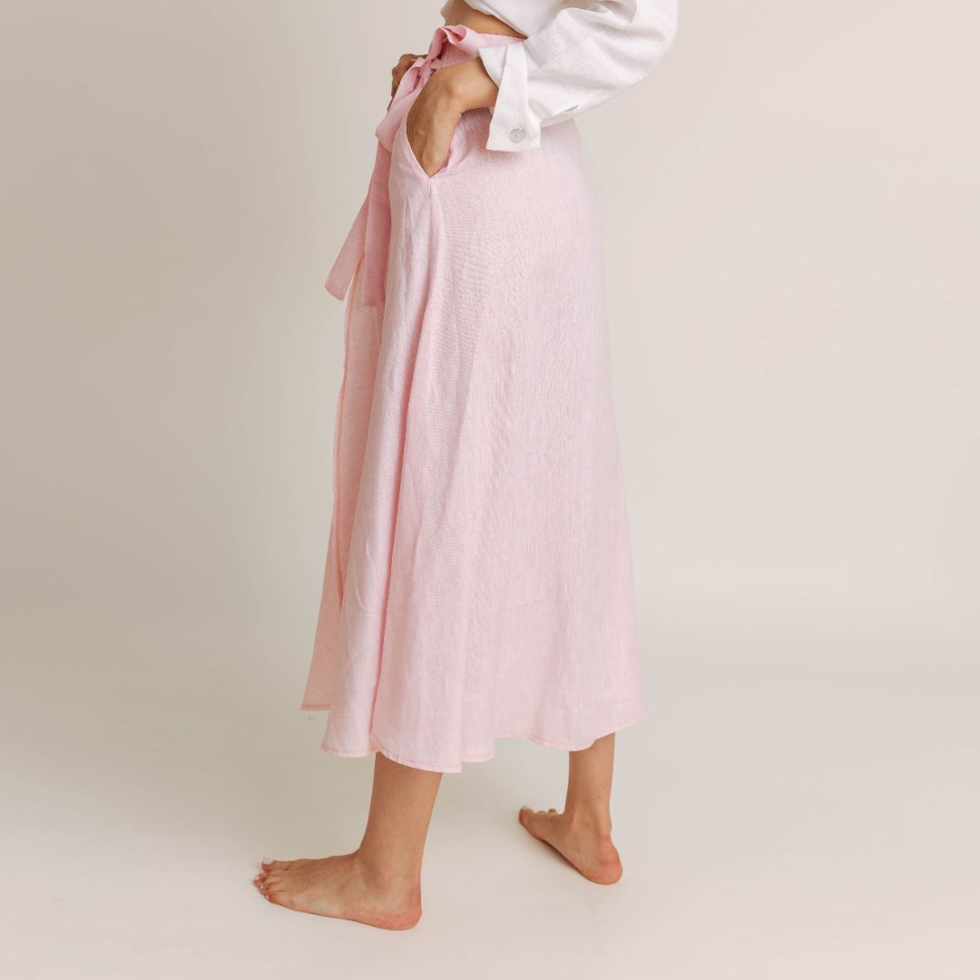 Mila Linen Wrap Skirt