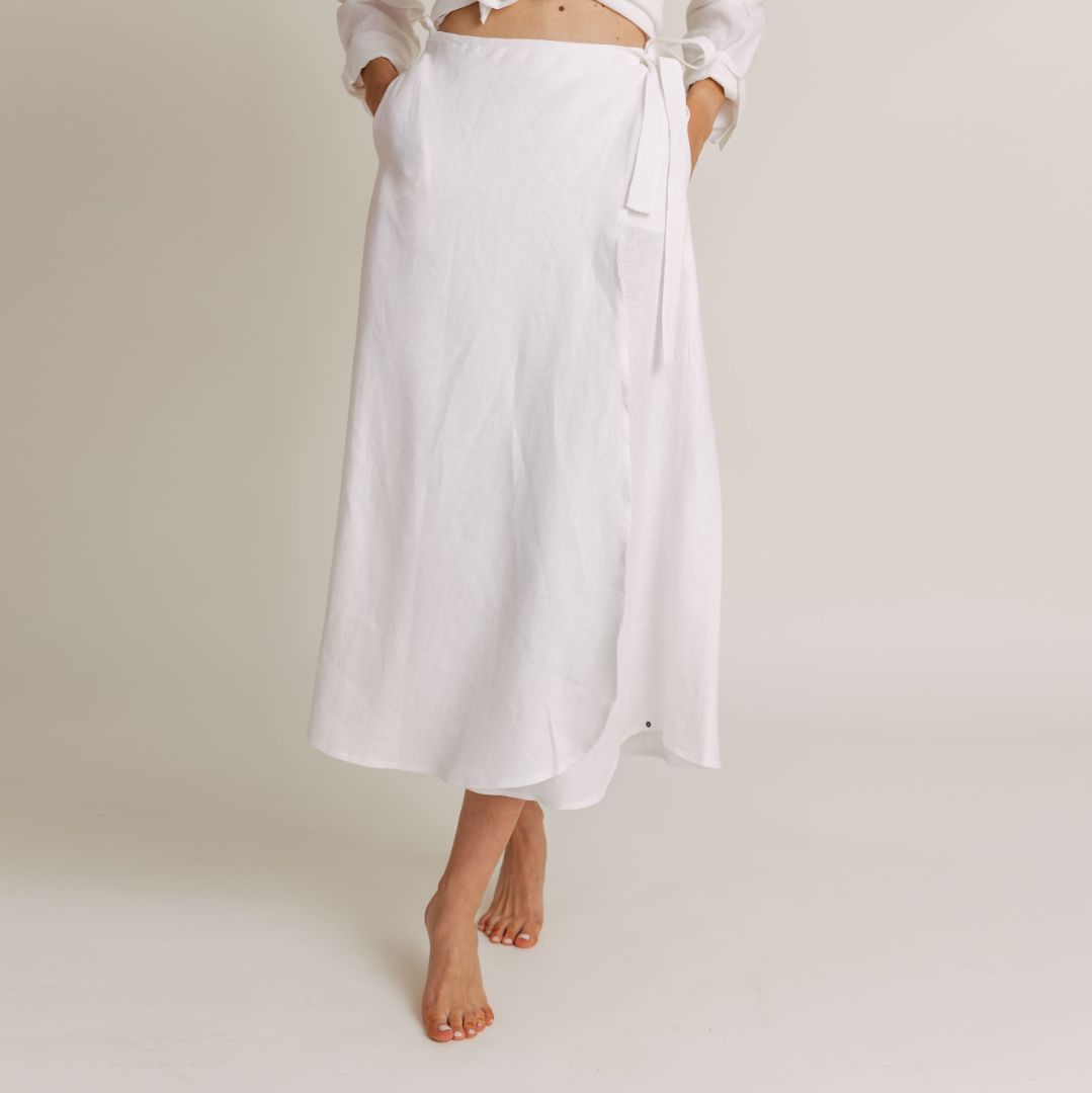 Mila Linen Wrap Skirt