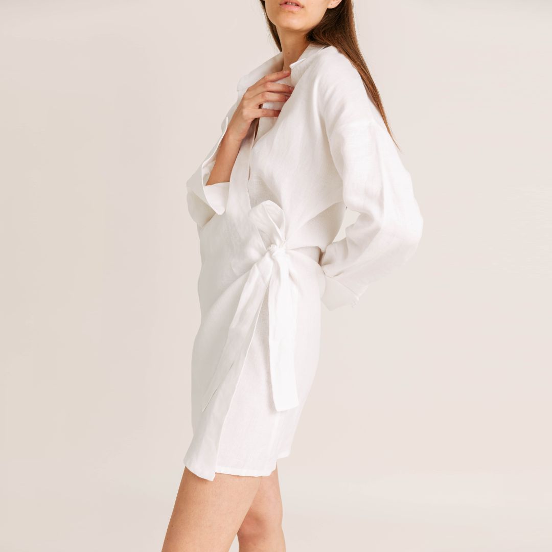 night dress linen Adjustable Nightdress in White Best to dry naturally in a shady spot Date Night Dress | Linen