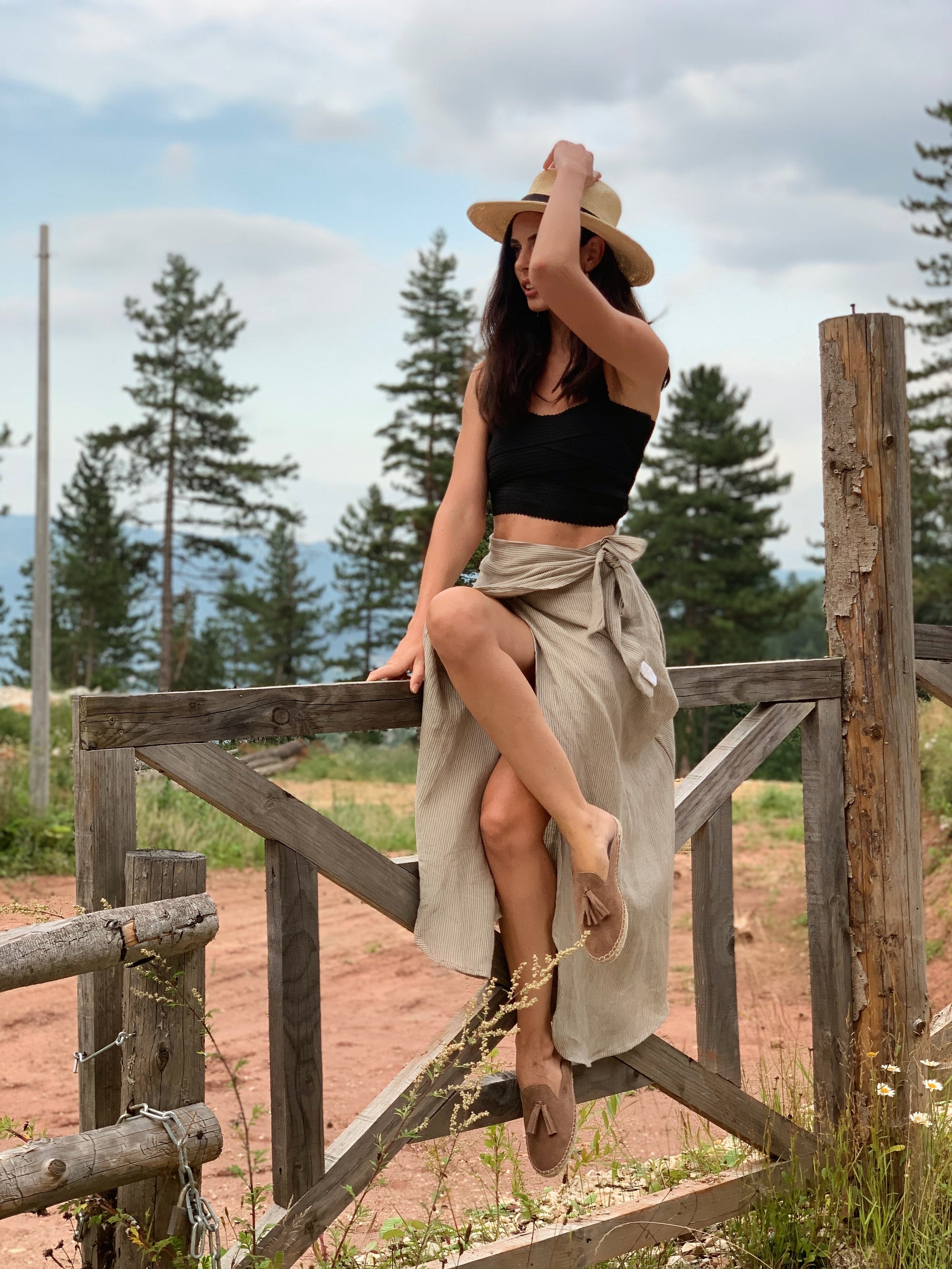Mila Linen Wrap Skirt