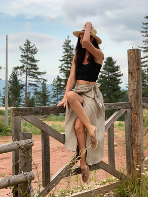 Mila Linen Wrap Skirt