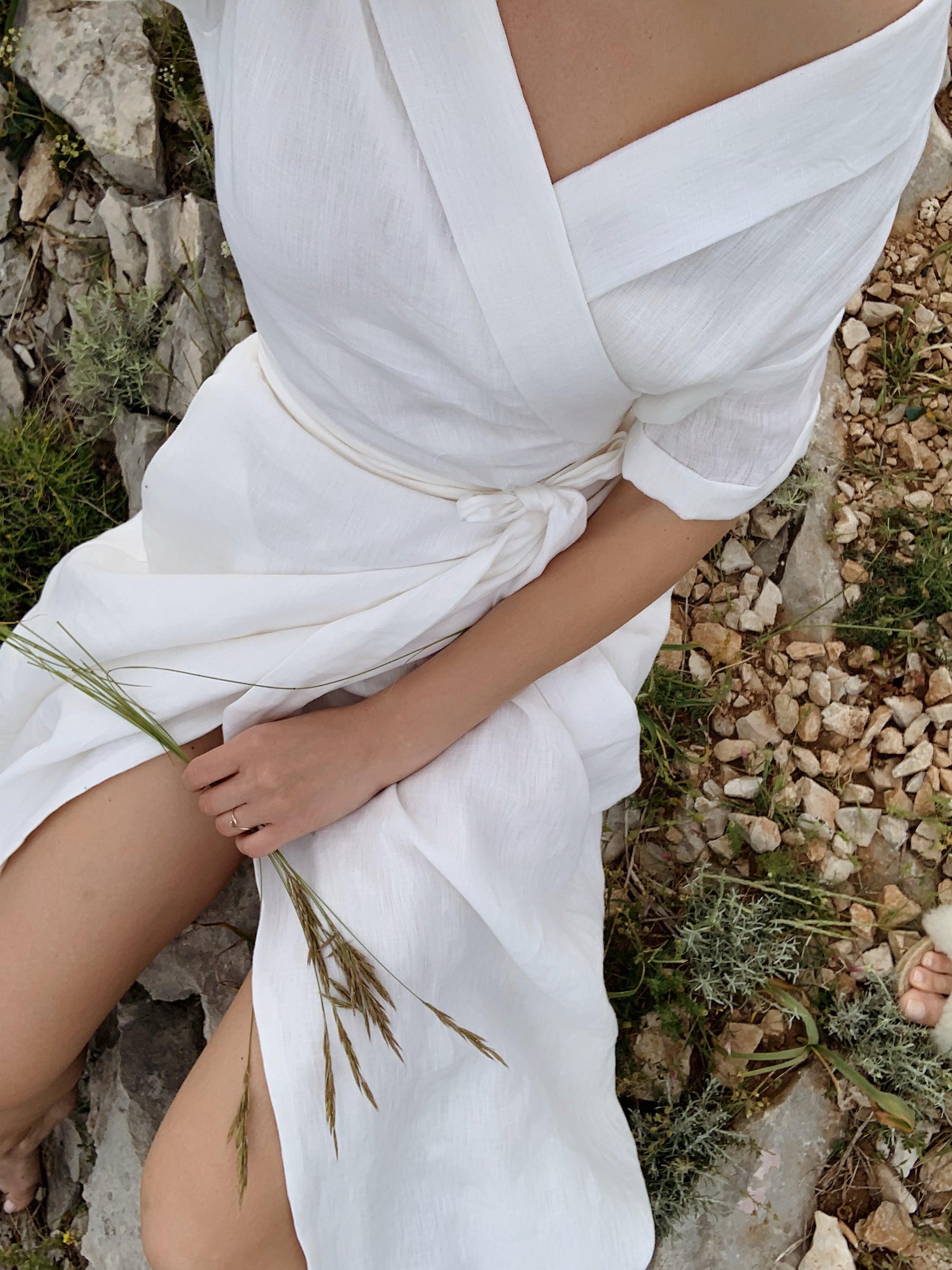 cuyana linen wrap dress Cuyana Linen Gathered Back Dress - Navy